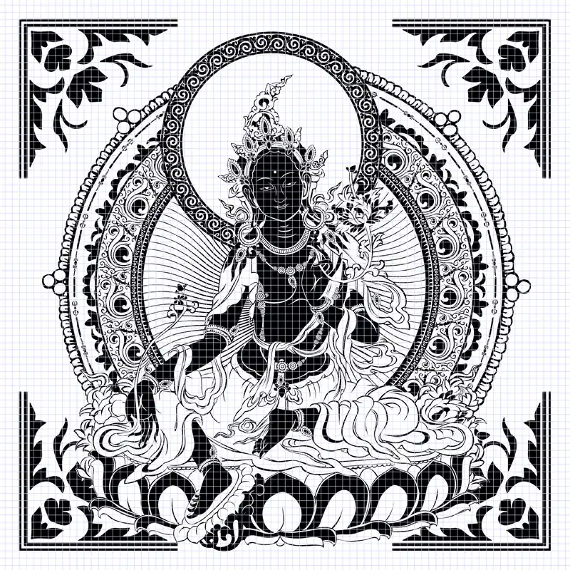 Dessin de Mandala de Tara Verte