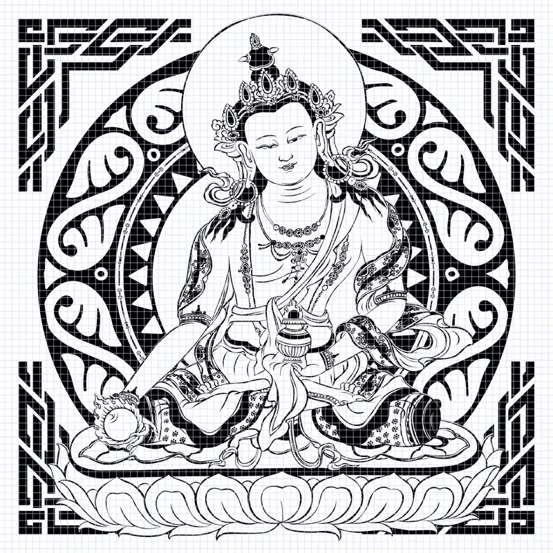 Dessin du Mandala de Ksitigarbha