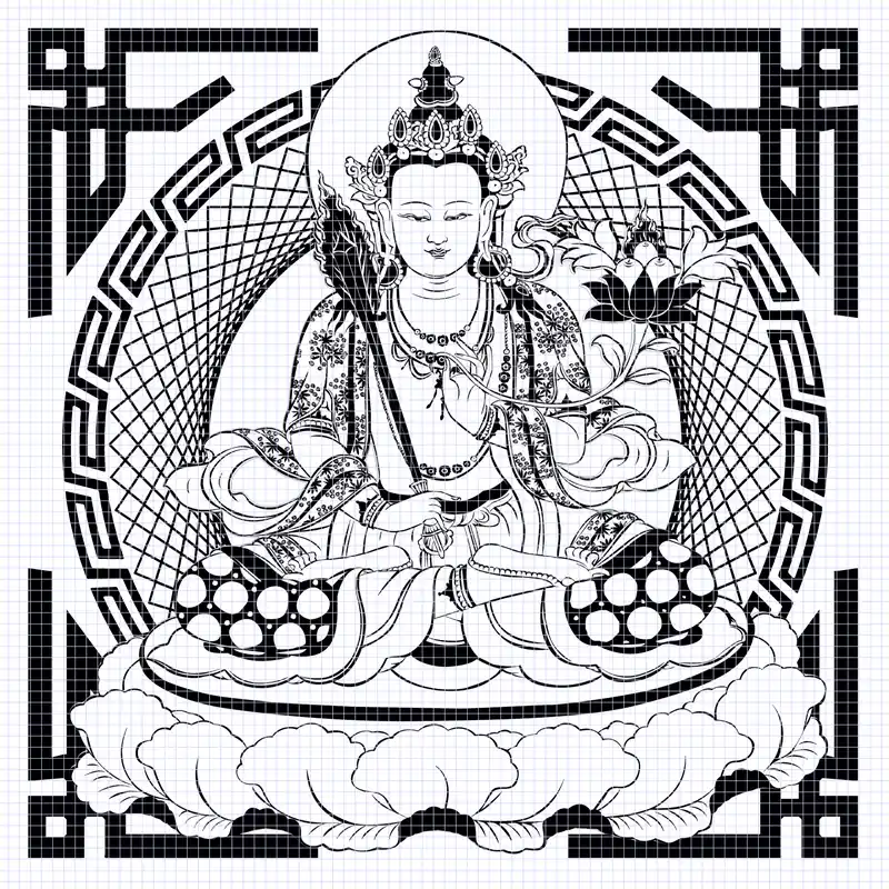 Dessin du Mandala de Manjushri