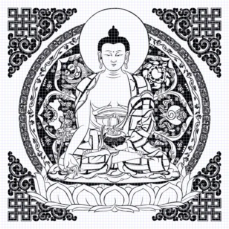 Dessin du Mandala du Bouddha de la Médecine