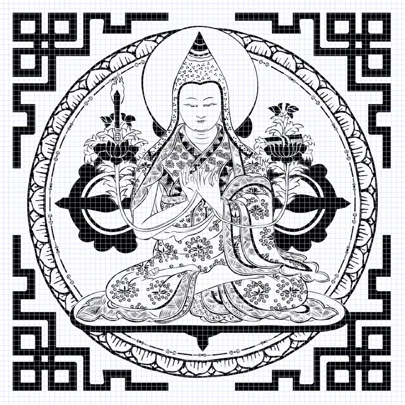 Dessin de Mandala de Tsongkhapa