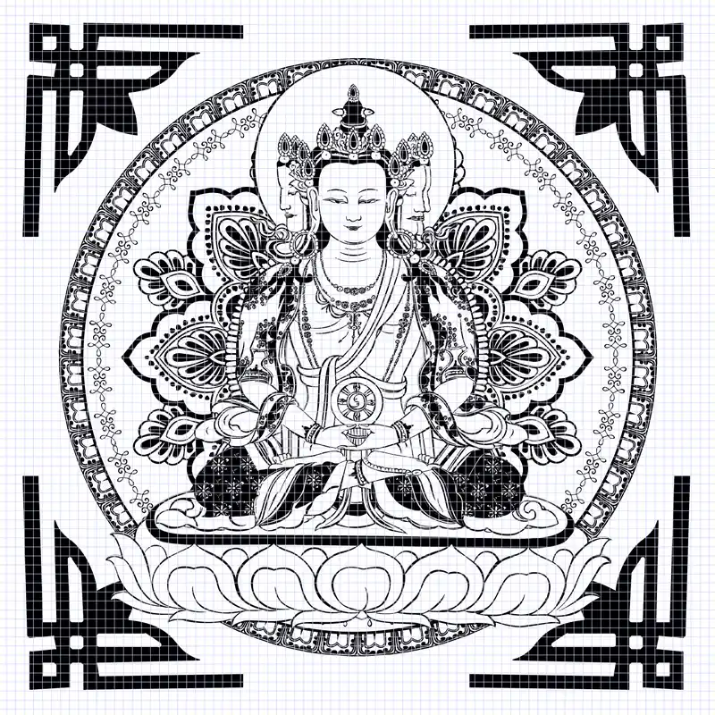 Mandala de Vairocana avec dessin de nœud