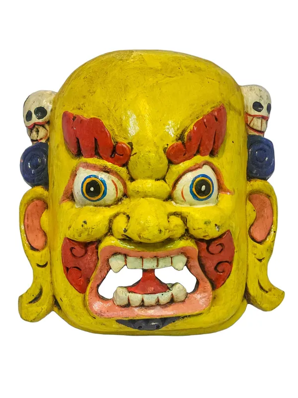 Masque Bhairab en bois de peuplier peint