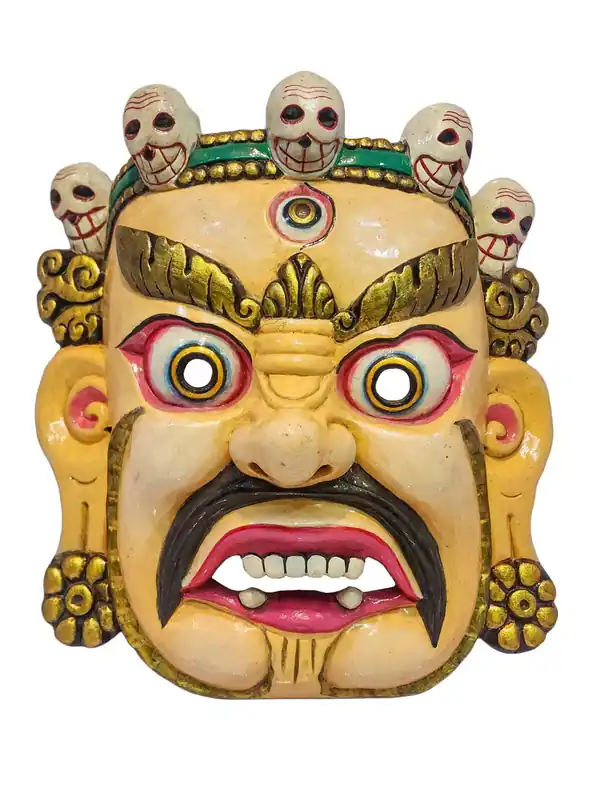 Masque en bois de Bhairab – Protecteur en bois de peuplier