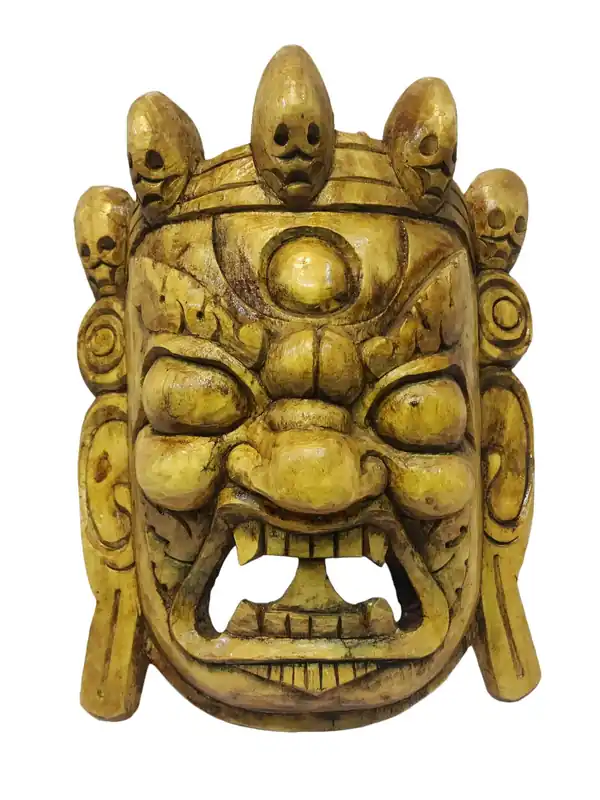 Masque en bois de Bhairab – Suspensoir mural du Protecteur Féroce