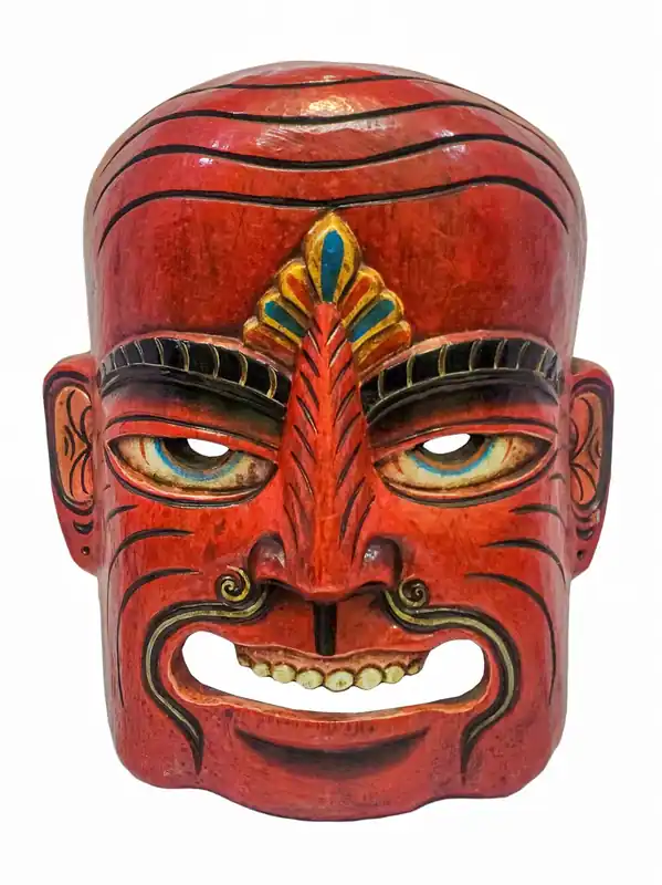 Masque tribal mural en bois de peuplier fait main