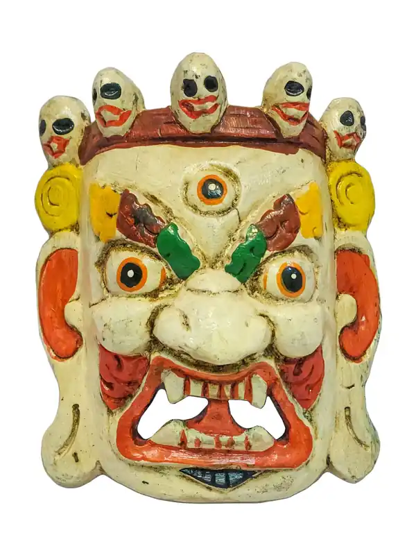 Masque en bois de Bhairav – Puissant Gardien du Dharma