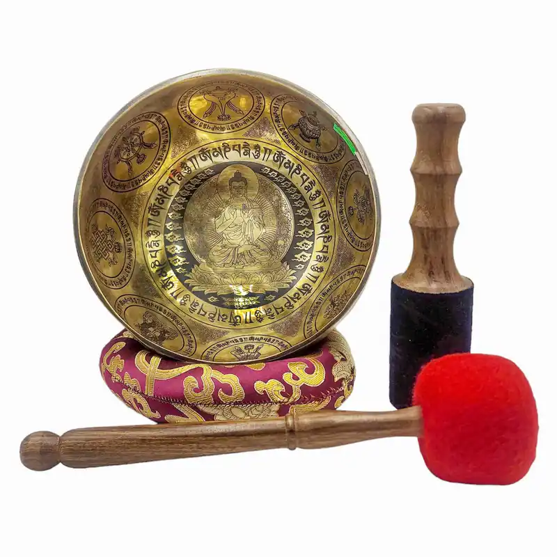 Bol chantant du Bouddha en sept métaux de bronze