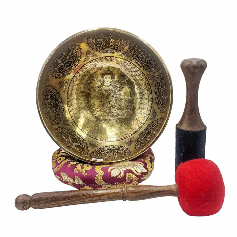 Bol chantant en bronze sculpté de Manjushree