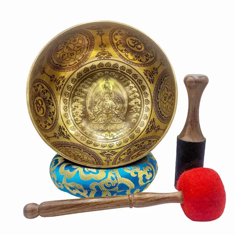 Bol chantant battu à la main avec Avalokitésvara