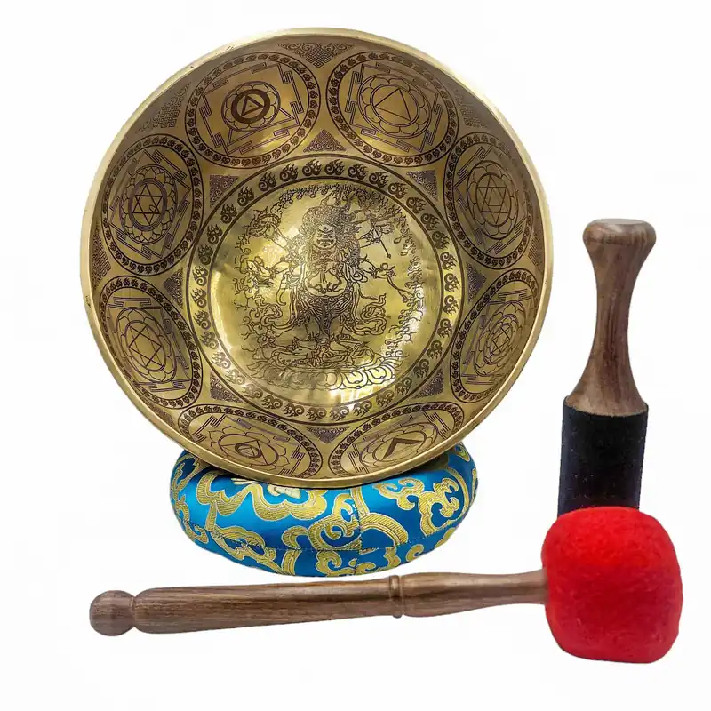Bol chantant de Mahakala en sept métaux de bronze