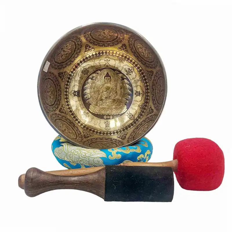 Bol chantant du Bouddha Shakyamuni en sept bronzes