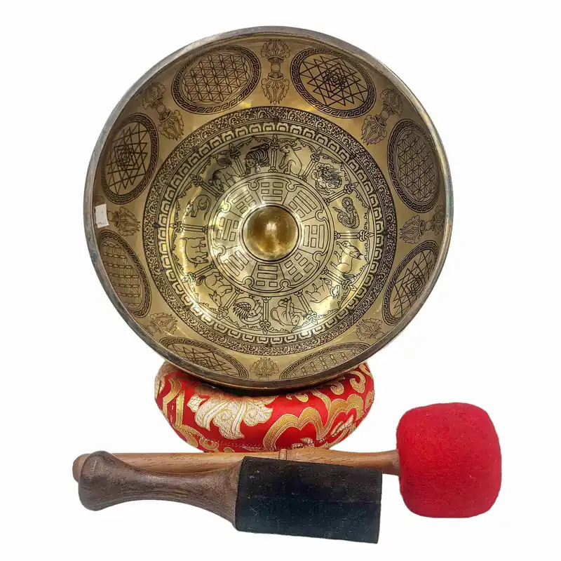 Sept bols chantants en bronze Lingam pour la méditation