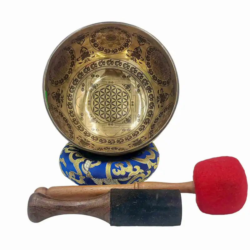 Bol chantant en bronze fait main de sept pour la méditation