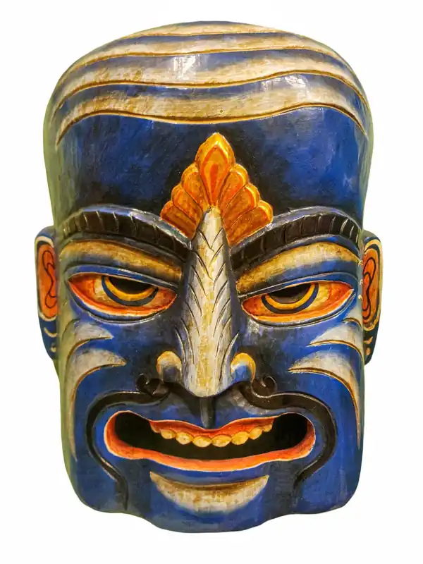 Masque tribal artisanal en bois de peuplier