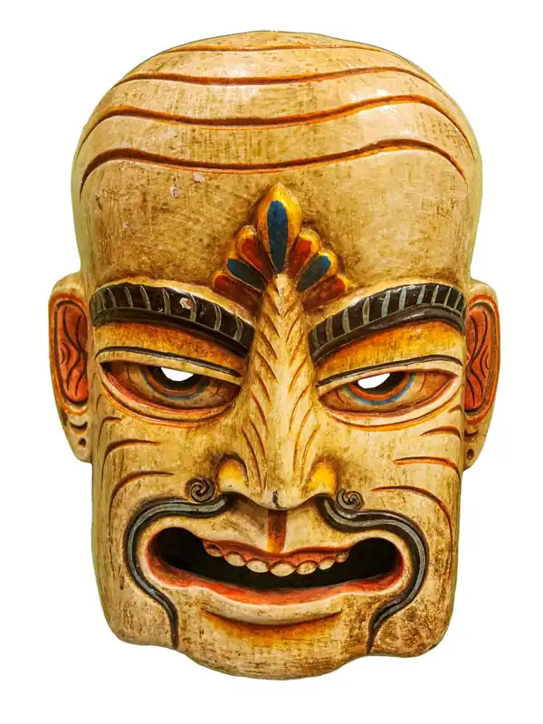 Masque tribal mural en bois de peuplier artisanal