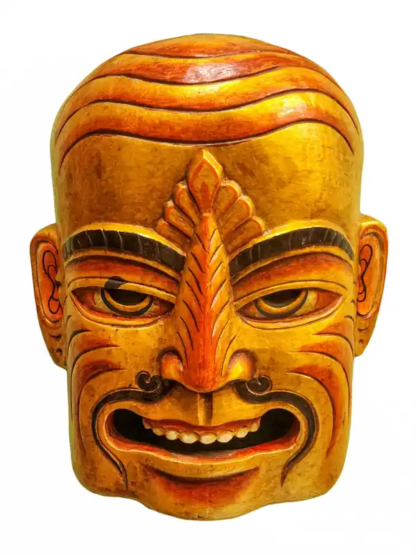 Masque tribal mural en bois de peuplier fait main