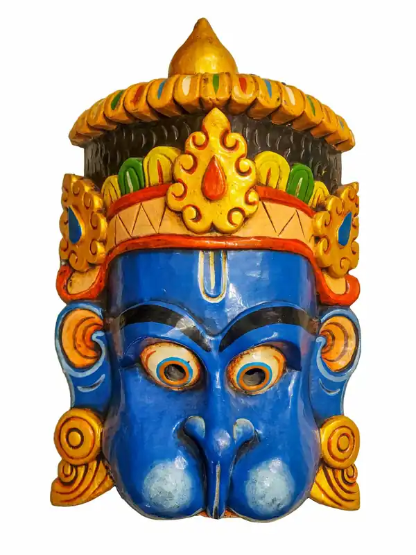 Masque en bois de Hanuman – Artisanat en bois de peuplier