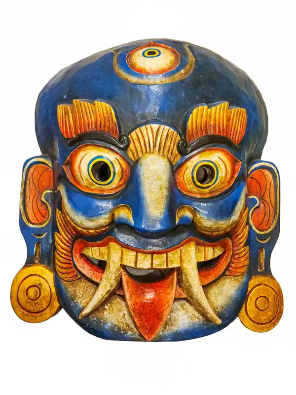 Masque en bois de Lakhe – Gardien en bois de peuplier
