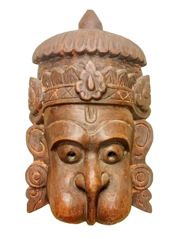 Masque en bois de Hanuman – Suspension murale en peuplier