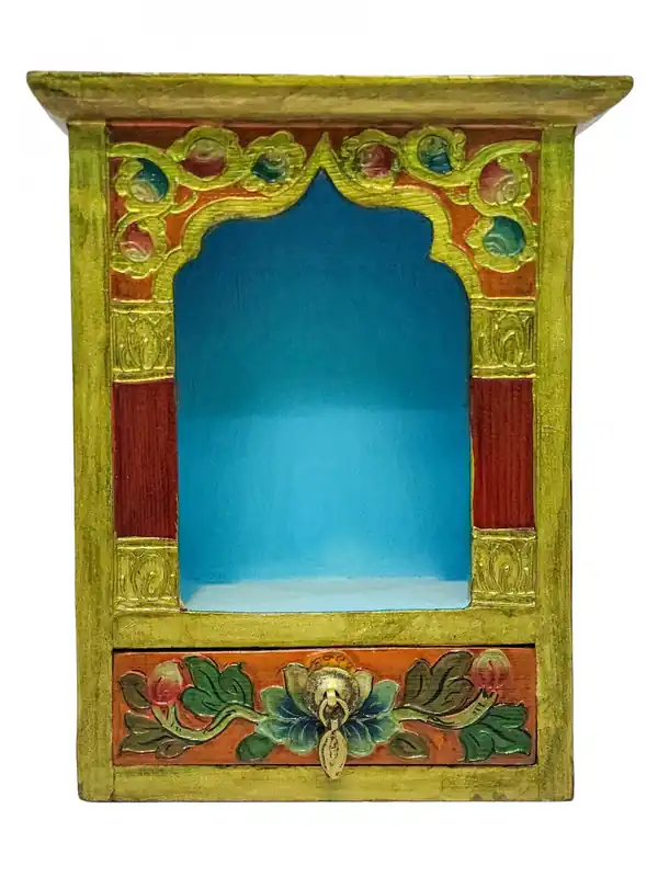 Autel rituel en bois tibétain pour le Vajrayana