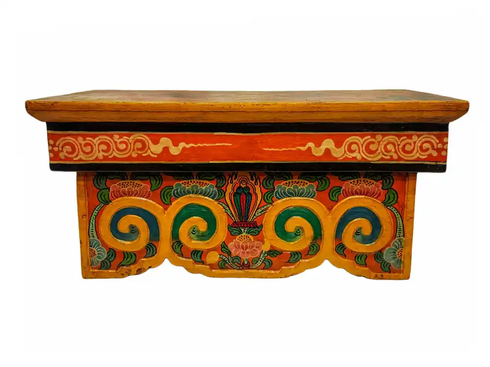 Table rituelle pliante en bois tibétain faite à la main