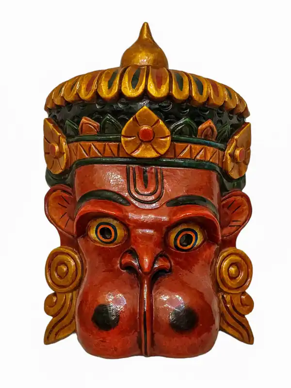 Masque en bois de Hanuman – Suspension murale en bois de peuplier