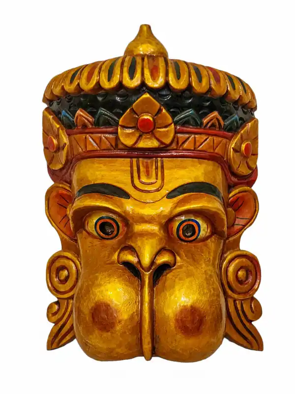 Masque mural de Hanuman en bois de peuplier