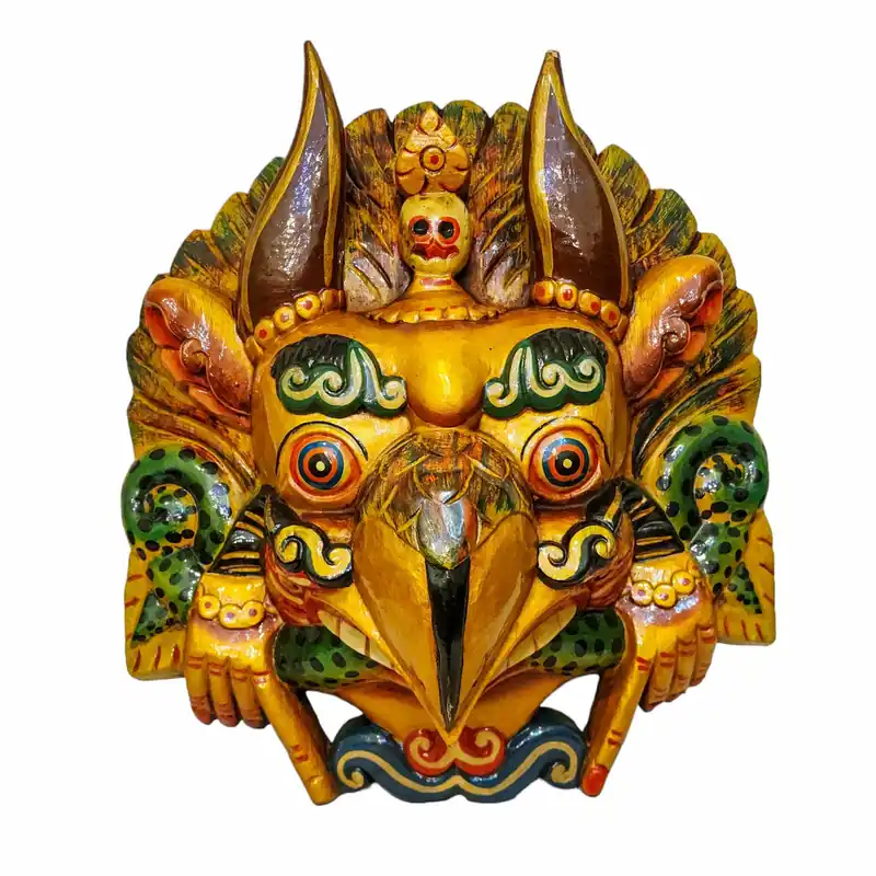 Masque en Bois de Garuda : Protecteur Contre les Forces Malveillantes