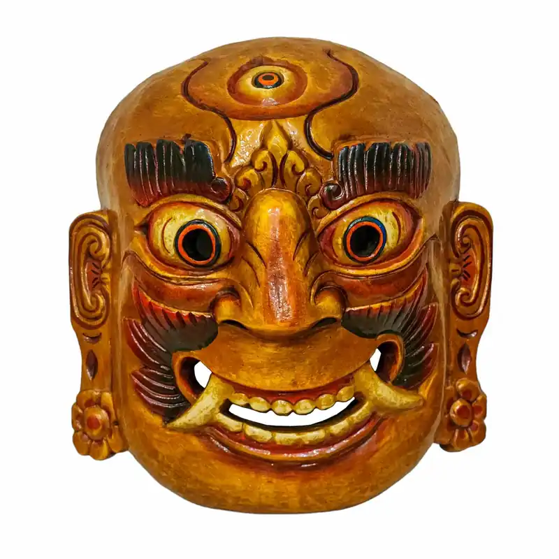 Masque en bois de Lakhe – Esprit protecteur en bois de peuplier