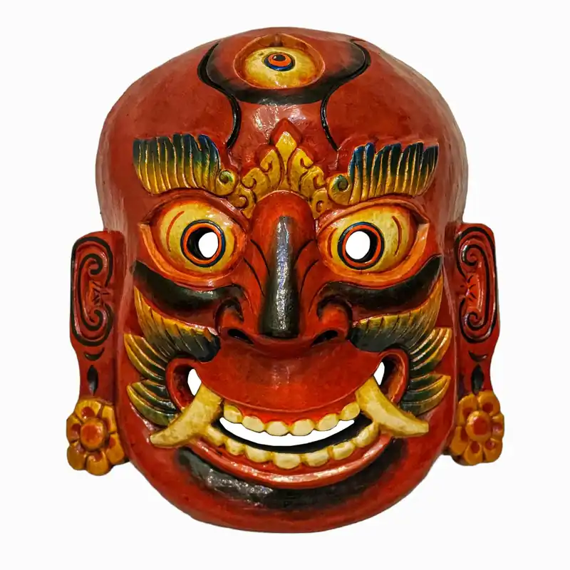 Masque de Lakhe – Protecteur en bois de peuplier fait main