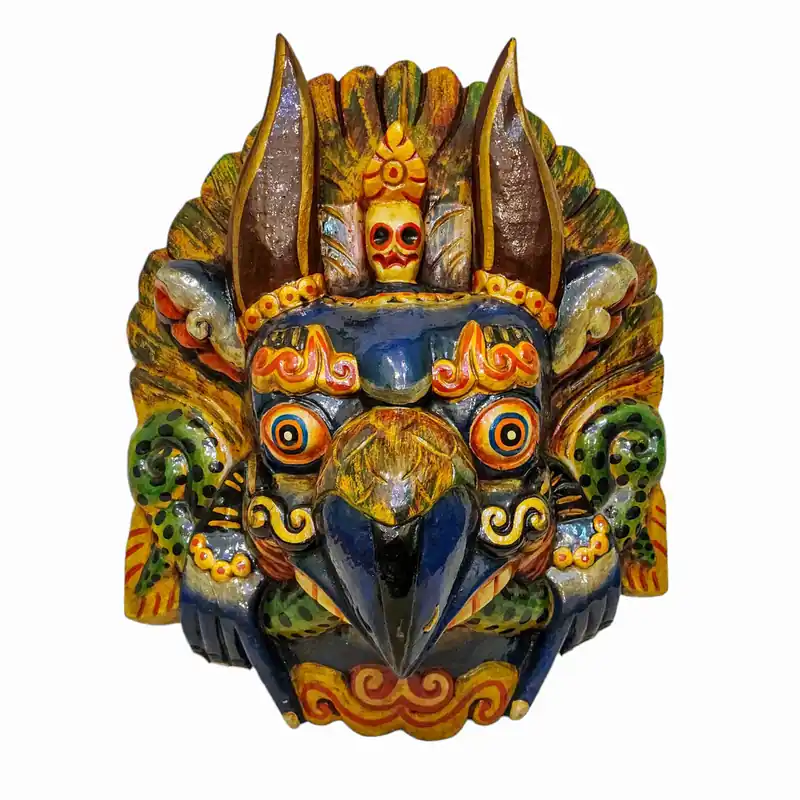 Masque en bois de peuplier Garuda – Protecteur divin aigle