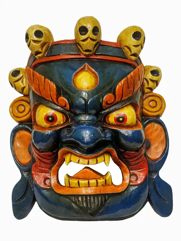 Masque en bois de Mahakala – Puissante œuvre d’art en peuplier
