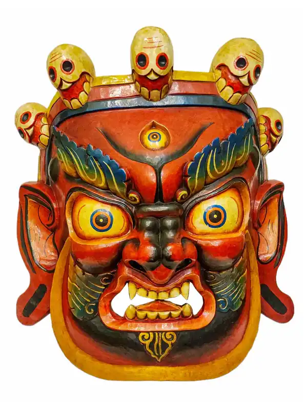 Masque en bois de Bhairav – Suspension murale en bois de peuplier