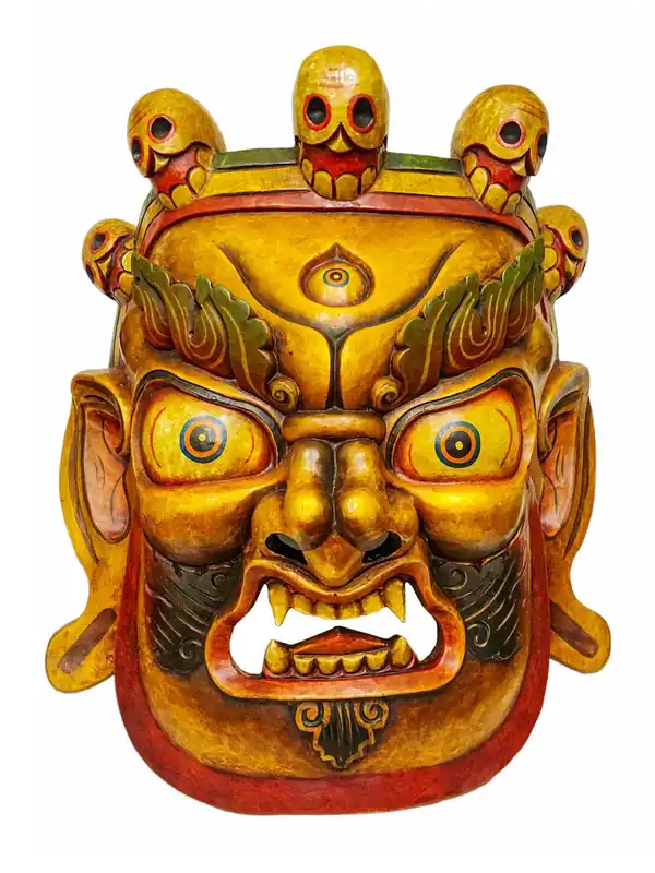 Masque de Mahakala Bhairav en bois de peuplier