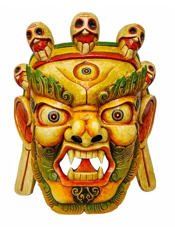 Masque de Mahakala Bhairav en bois de peuplier