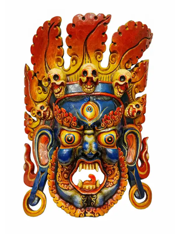 Masque en bois de Bhairav le Feu – Protecteur Mahakala