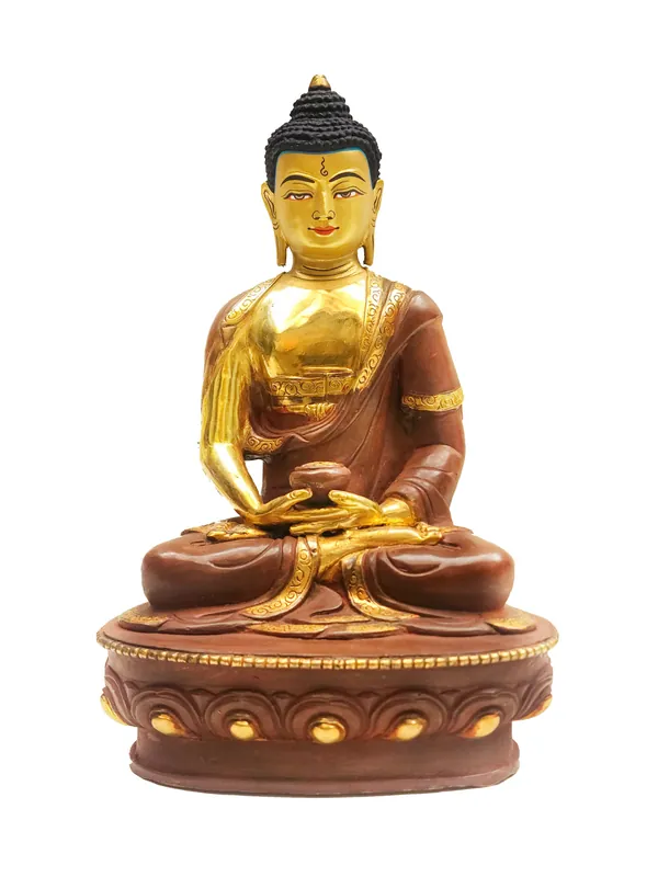Statue du Bouddha Amitabha – Cuivre avec Finition Plaquée Or
