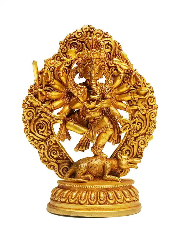 Statue miniature en cuivre fait main de Ganesh – Symbole de sagesse et de nouveaux commencements