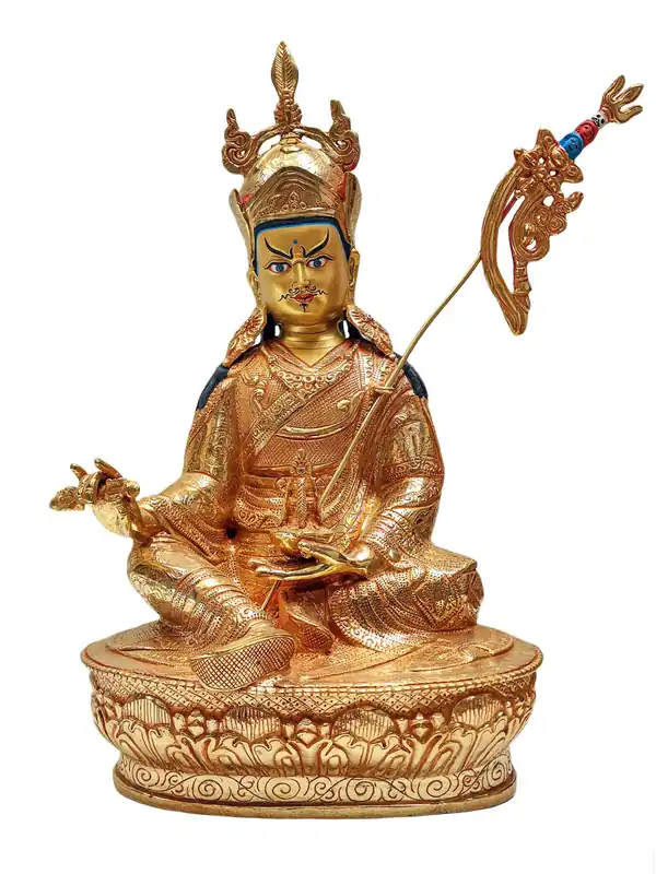 Statue en cuivre plaquée or de Padmasambhava