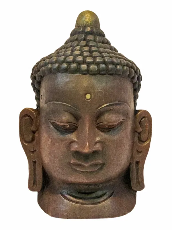 Tête de Bouddha en applique murale en bois de peuplier