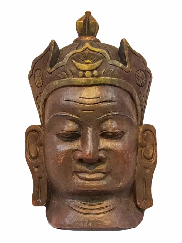 Masque mural en bois de Padmasambhava en bois de peuplier