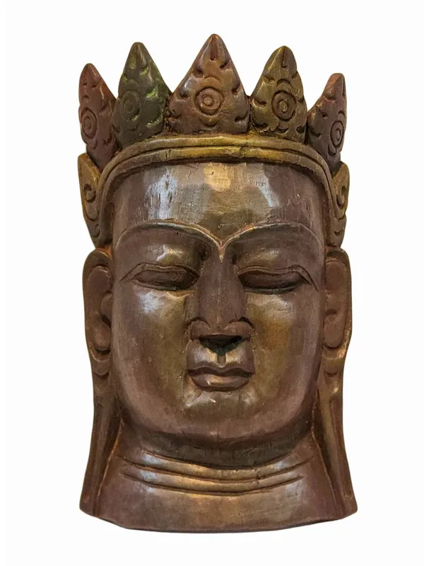 Masque en bois de Bouddha – Bois de peuplier Compassion