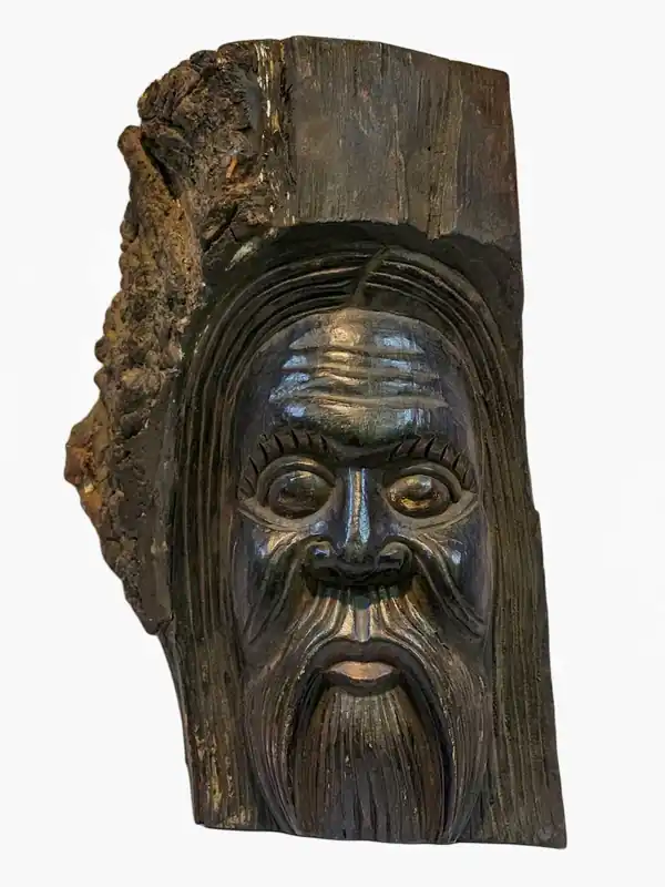 Masque Baba en bois de peuplier, fait à la main, décoration murale