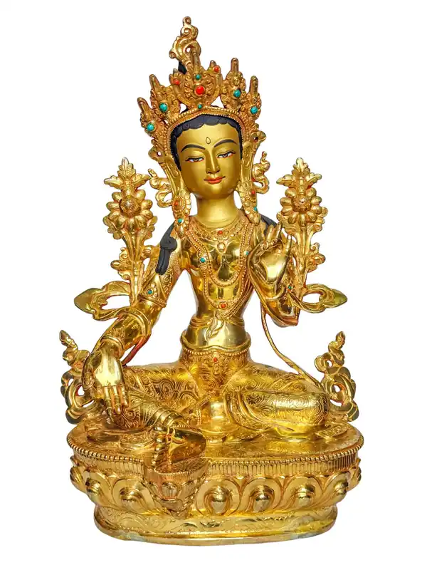 Statue en cuivre de la Compassion de Tara Verte