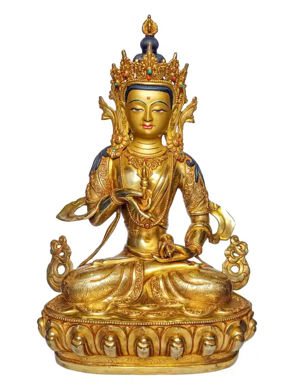 Statue en cuivre de Vajrasattva – Finition plaquée or