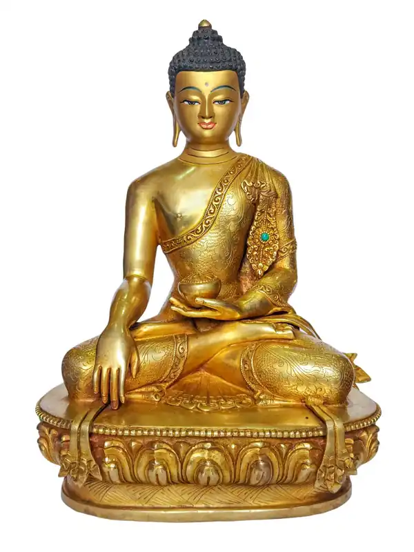 Stupéfiante statue en cuivre du Bouddha Shakyamuni – Embodement de la compassion et de la sagesse, 28 cm de haut