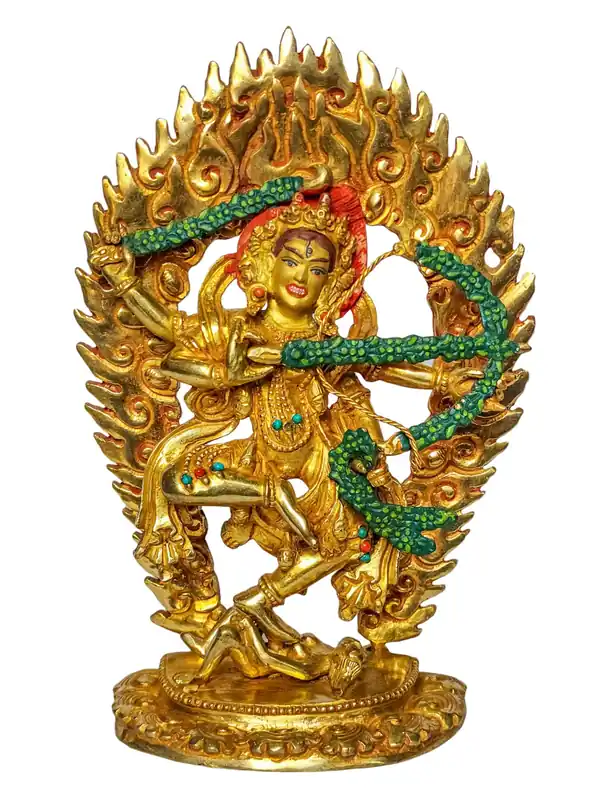 Statue en cuivre de Kurukullâ artisanale – Incarnation de l’amour et de la passion