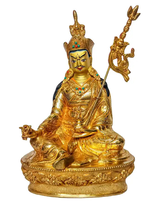 Statue en cuivre de Padmasambhava avec placage d’or