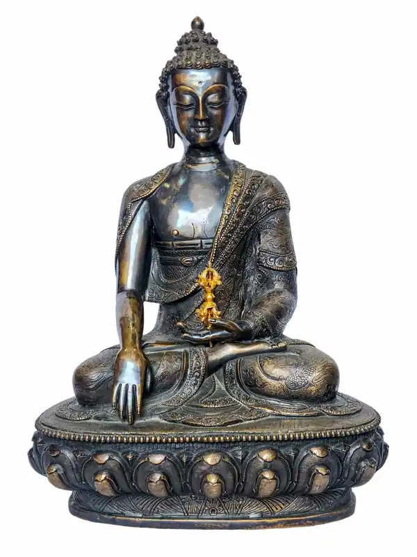 Statue en cuivre de Shakyamuni Bouddha – L’Éveillé, faite à la main, 32 cm